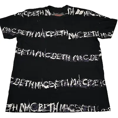 Macbeth All Over Logo Print T Shirt Size Medium Aronson Stripe Short Sleeve Tee • $29.98
