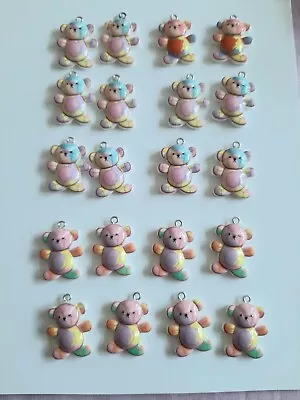 £16.99 • Buy Pack Of 40  Enamel Effect  On Resin Teddy Bear Charms For Jewellery Making.