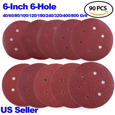 6in Sanding Discs Orbital Sander Sandpaper Hook Loop 40-800 Grit Assorted Pads • $19.99