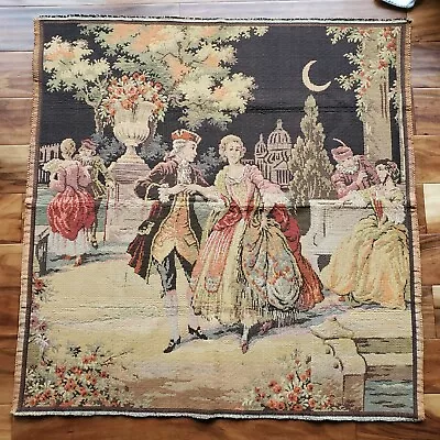 Vintage Belgium Moon Dance Tapestry 39 X 38 French Victorian Dancing People Art • $69.99