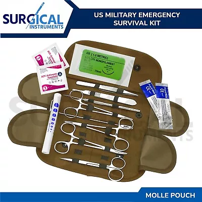 19 Pcs Tactical Coyote First Aid Surgical Kit Military Molle Pouch Complete Set • $19.49