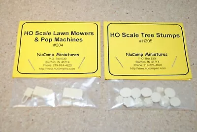 NuComp Miniatures #204 Lawn Mowers & Pop Machines 205 Tree Stumps Kit *HO-Scale* • $4.99