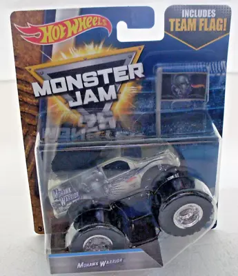 Hot Wheels Monster Jam Mohawk Warrior Truck 1/64 Chrome  With Team Flag 2017 • $19