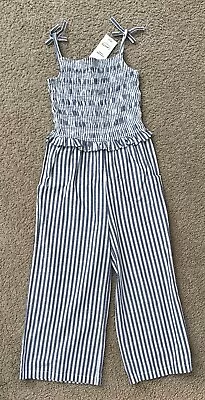 MNG Mango Blue Striped Cotton Blend  Overalls 10 140cm - NWT • $26.85