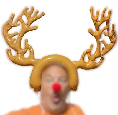 30” JUMBO INFLATABLE REINDEER ANTLERS Blow Up Hat Rudolf Funny Costume Moose Gag • $8.99