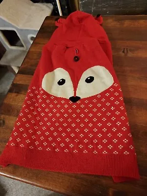 Martha Stewart Pet Dog Sweater  Fox With Hood/Ears  Red White Size Large • $14.99