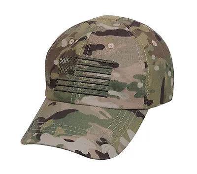 Multicam Tactical Operator Cap With US Flag Camo Army Baseball Hat Ball Cap   • $18.95