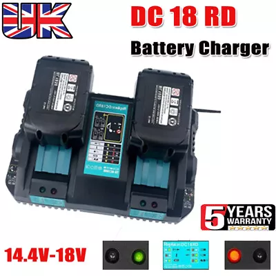 For Makita DC18RD 18V Charger LXT Li-Ion Dual Port Rapid Optimum 18 Volt Battery • £25.99