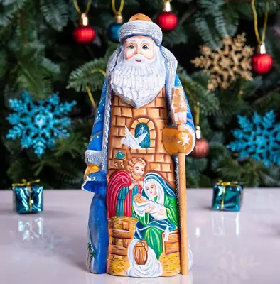 Wooden Santa Figurine 9  Nativity Scene Russian Santa Ded Moroz MADE IN UKRAINE • £110.88