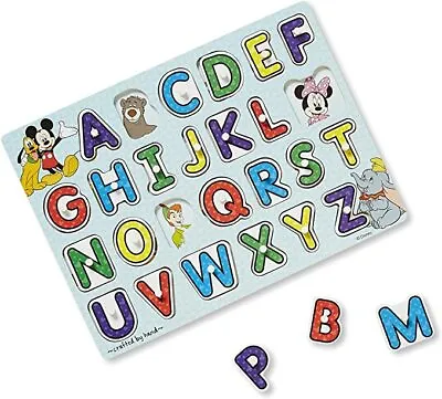 $17.99 • Buy Disney Classics Alphabet Wooden Peg Puzzle (26 Pcs) Learning Toy