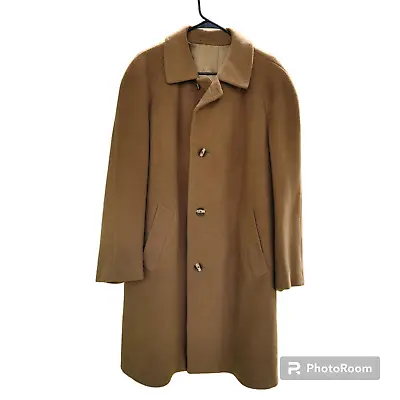 Calw Camel Hair Overcoat Mens German Size 25 Tan Camel Pockets Lined Vintage • $124.98