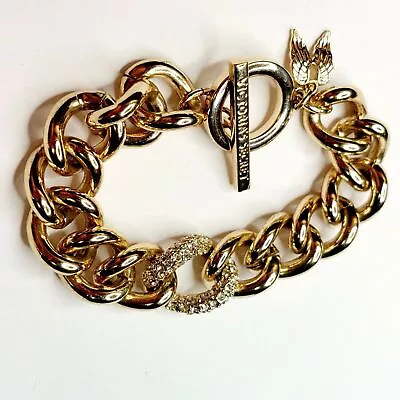 Victoria's Secret Toggle Bracelet Rhinestone Accent Chunky Link Gold Tone  • $7.60