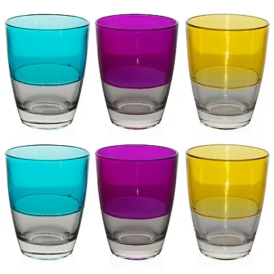 Multi Colored 3 6 Or 12 Tumbler Water Cocktail Juice Drinking Glasses Cups 11oz • £8.49