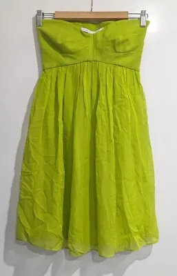 Diane Von Furstenberg Lime Green Strapless Dress Size 0 US/ 4-6 AU • $38