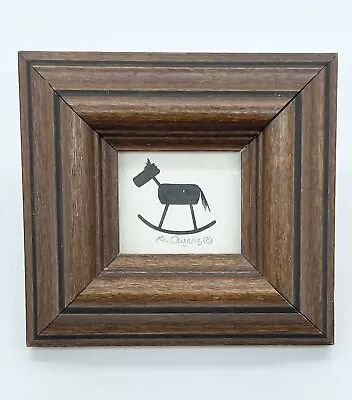 Miniature Framed Rocking Horse Print Signed By Artist STARR AYERS 3 3/8 X 3 1/8” • £11.56