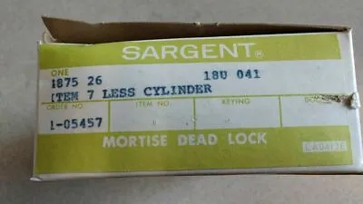  Sargent Mortise Deadlock 1875  - Us26 Less Cylinder Nos • $89.99