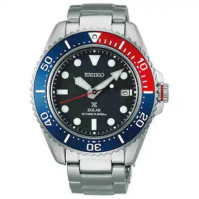 SEIKO Prospex SNE591P1 Solar Black Dial Pepsi Bezel Men's Diver Watch WARRANTY • $707.30