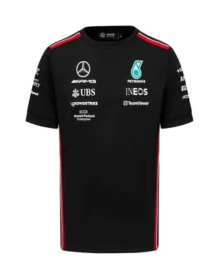 Mercedes AMG Petronas F1 T Shirt Team Driver T-Shirt Black Small 50% RRP • £24.95