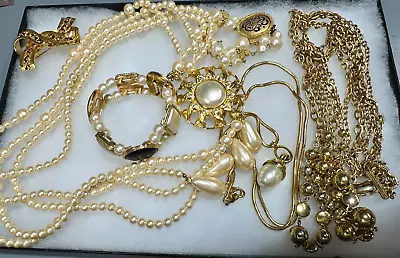 Vintage Jewelry Lot Signed Liz Claiborne Necklace Bracelet Brooches 6 Piece 80s • $56