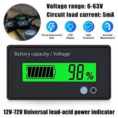 12V-72V LCD Display Volt Monitor Battery Capacity Digital Voltmeter Voltage NEW • $9.74