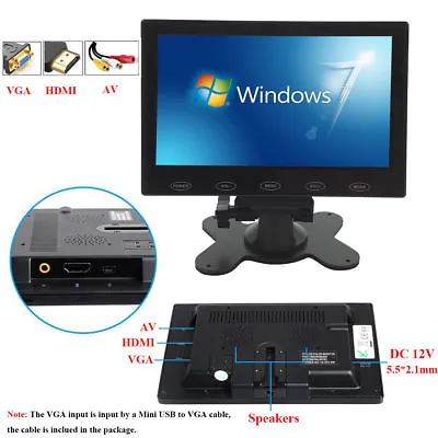 7'' Ultra Thin TFT LCD Color PC Monitor Audio Video HDMI VGA Input W/ Speaker • $43.34