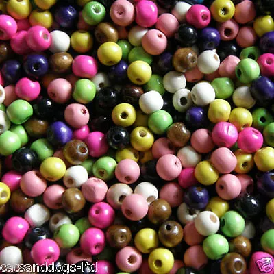  100 X10mm Wooden Round Beads Colour Choice Craft Kids Jewellery Making • £2.50