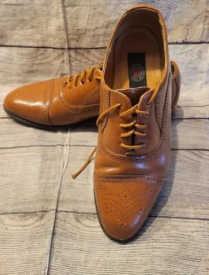 VTG Men's ENDICOTT JOHNSON Wingtip Leather Oxfords 10D Brown British Brogues • $89.99