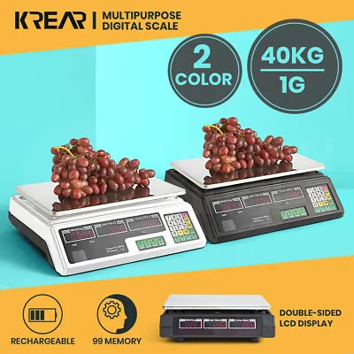 Krear Digital Kitchen Scale 40KG Electronic Weighing Market Shop Commercial LCD • $37.84