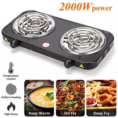 2000W Portable Kitchen Electric Double Burner Hot Plate Cooktop Cooking Stove • $23.59