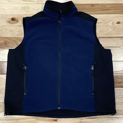 Eddie Bauer Mens Blue Black XL Windcutter Sleeveless Full Zip Fleece • $25