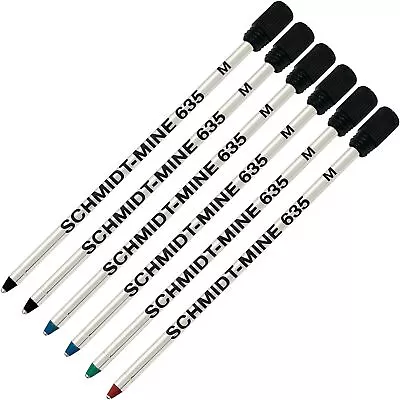 Schmidt 635 D1 Mine Ballpoint Refill -Black Blue Green Red (Tip 0.7mm)-6 Pack • $8.95