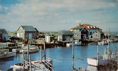 Quaint Menemsha A Tiny Fishing Village-U.S. Coast Guard Boathouse-MA Postcard • $14.95