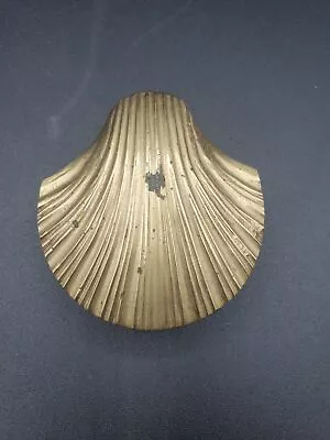Vintage Brass Sea Clam Shell Jewelry Stash Pill Trinket Box • $18