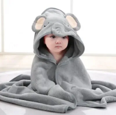 Soft & Cozy Cartoon Elephant Baby Bath Towel For New Borns • £9.95