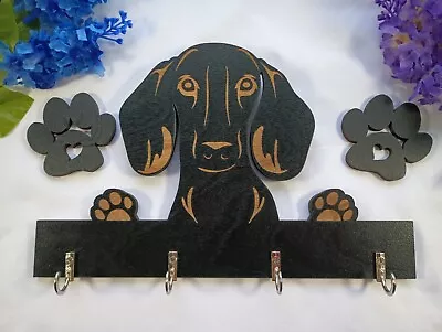 Dachshund Peeking Key Ring Holder Leash Holder Dachshund Décor Wooden Key... • $30