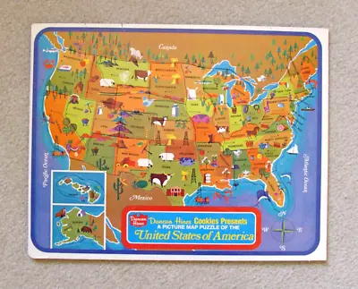 Complete Vintage Duncan Hines PICTURE MAP PUZZLE OF THE UNITED STATES OF AMERICA • $12