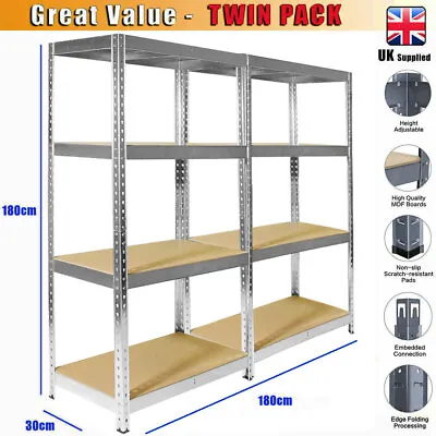 £54 • Buy 2 X 180cm 4 Tier Heavy Duty Metal Garage Shelving Unit Storage Shelves Shed Rack