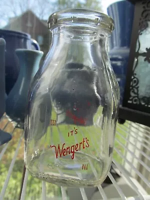 Vintage WENGERT'S SCHOOL TYPE 1/2 PT MILK BOTTLE LANCASTER COUNTY PA • $9.99