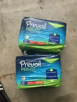 (2) Prevail Per-Fit Adult Unisex Daily Underwear/Diapers M 34 -46  Case Of 40 • $20