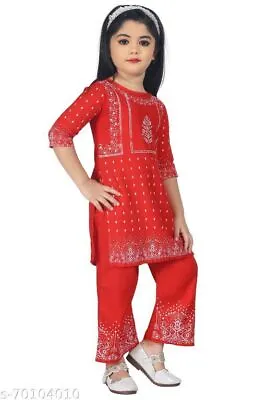 $36.55 • Buy New Indian Traditional Girls Kids Kurta Sets, Palazzos Rayon Without Dupatta