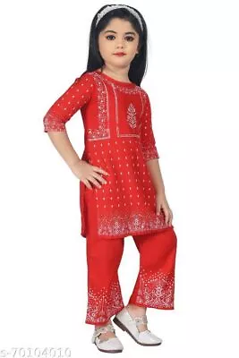 $36.55 • Buy New Indian Traditional Girls Kids Kurta Sets, Palazzos Rayon Without Dupatta