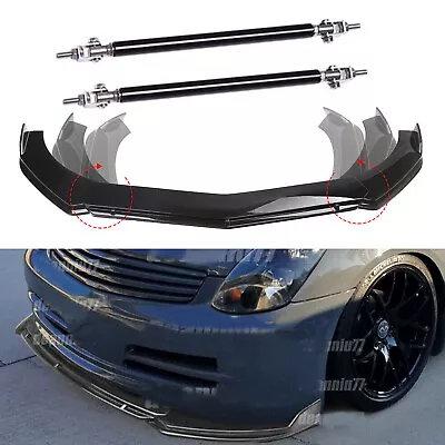 For Infiniti G35 G37 Front Bumper Lips Splitter Spoiler Body Kit Glossy Black A • $69.99