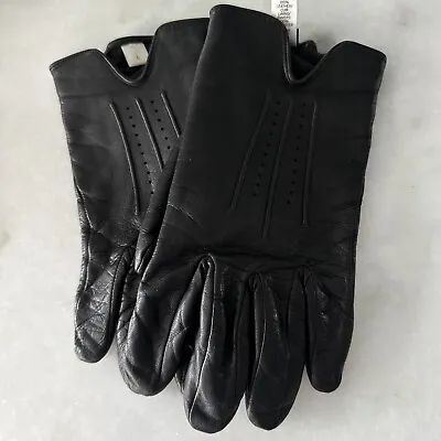 Nordstrom Men’s Shop Lined 100% Leather Driving Motorcycle Gloves - Black -Large • $20