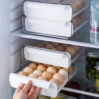 Plastic Egg Storage Box 32 Grid Egg Holder Food Cartons For Refrigerator Kitchen • £8.45