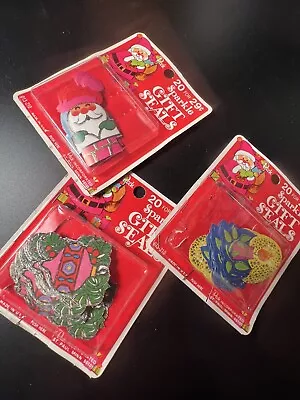 $9.99 • Buy Vintage Peck Sparkle Gummed Seals Lot (76) Open Packages Ornament Santa Candle