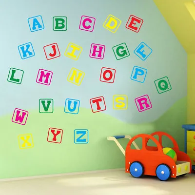 Alphabet Letters A To Z Wall Stickers Decal Nursery School Children Kids A131 • £11.41