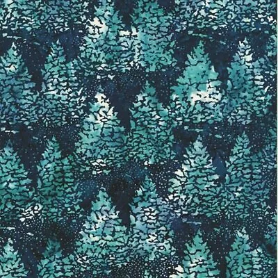 Hoffman/McKenna Ryan Bali Batik Into The Mist Snowy Trees MR20-19 Navy Batik • $6.95