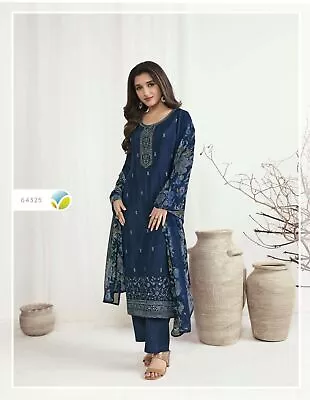 Indian Designer Women's Kurti Pant Sets Salwar Kameez Blue For Festival Diwali • $126.19