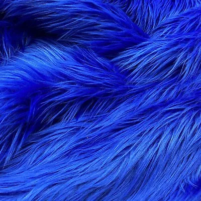 Royal Blue Mohair Shaggy Faux Fur Fabric By The Yard ( Long Pile ) 60  Wide • $32.99