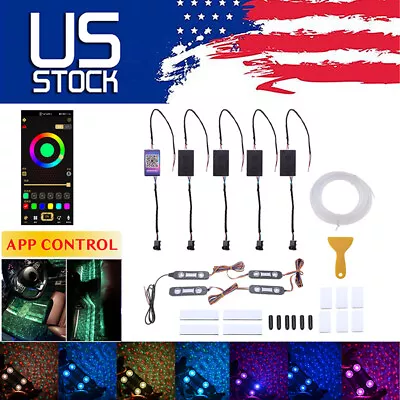 RGB LED Interior Fiber Optic Neon EL Wire Strip Lights Wire Atmosphere APP 9in1 • $55.98